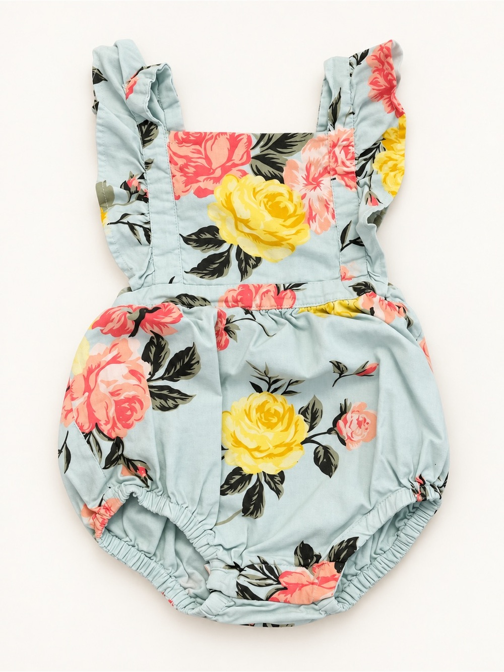 Old Navy Light Blue Floral Ruffle-Strap Baby One-Piece